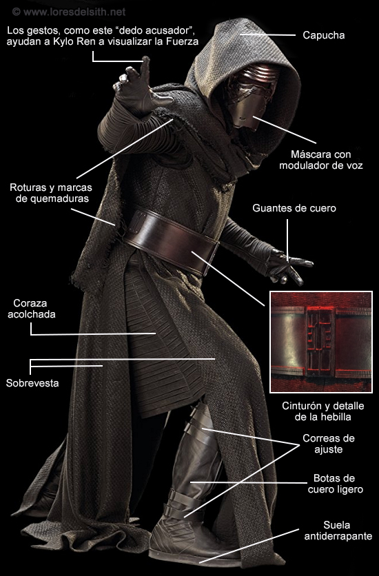 Detalles de la indumentaria de Kylo Ren