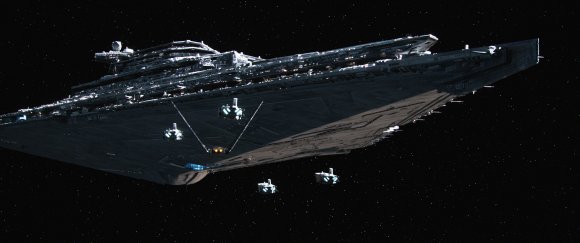 La lanzadera de Kylo Ren y su escolta se aproxima al Finalizador